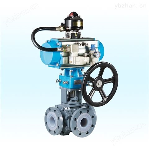 氣動襯氟三通換向球閥